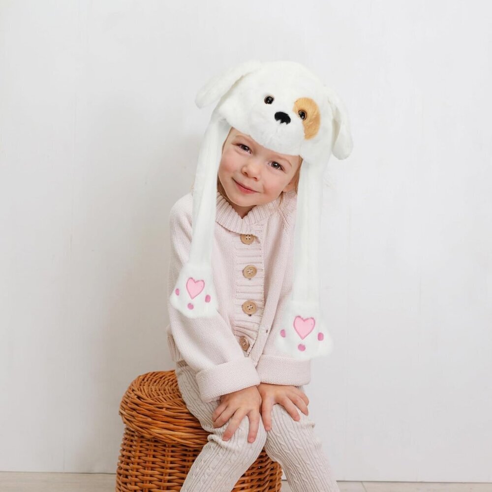 Kids Puppy Animal Hat with Ears Moving Jumping Pop Up Beating Plush Holiday - Picture 6 of 7